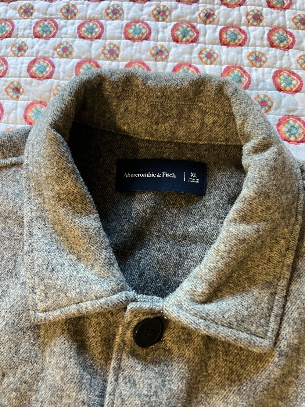 EUC Abercrombie & Fitch Gray Shacket Wool Blend size XL Retails $148 - Picture 2 of 8